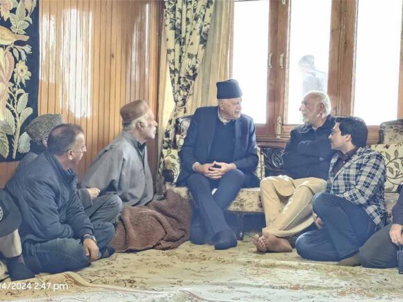 JKNC President Dr Farooq Abdullah visited Majeed Bagh Sanantnagar to condole the tragic death