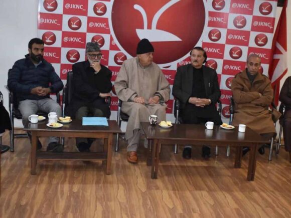 JKNC President Dr Farooq Abdullah presided over a meeting of Central Kashmir Parliament seat