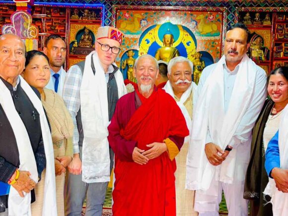 JKNC VP Omar Abdullah along with Party colleagues paid obeisance at Buddhist Monastry (Gompa) in Gulabgargh.