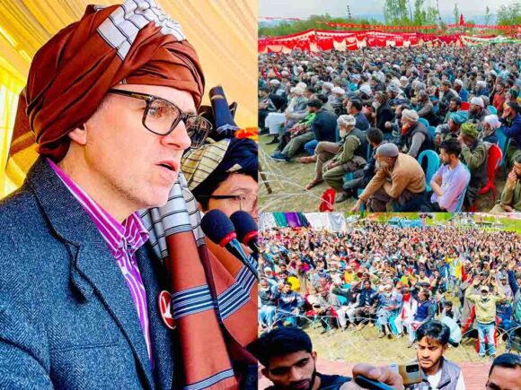 Omar Abdullah addresses election rallies in Kund Devsar, Hillar KokernagUrges people to give decisive mandate to INDIA Alliance candidate Mian Altaf Larvi