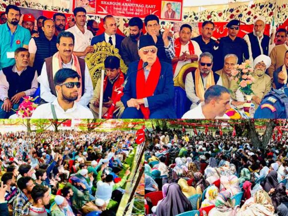 Dr. Farooq Abdullah addresses election rally in Shangus Anantnag