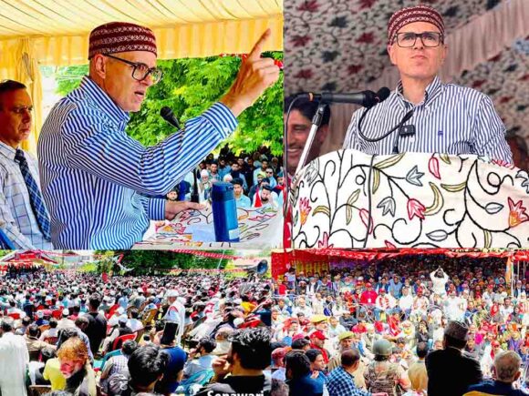 Omar Abdullah addresses series of election rallies in Sumbal, Bandipora Asks people to divest anti Kashmir forces of their false robes 