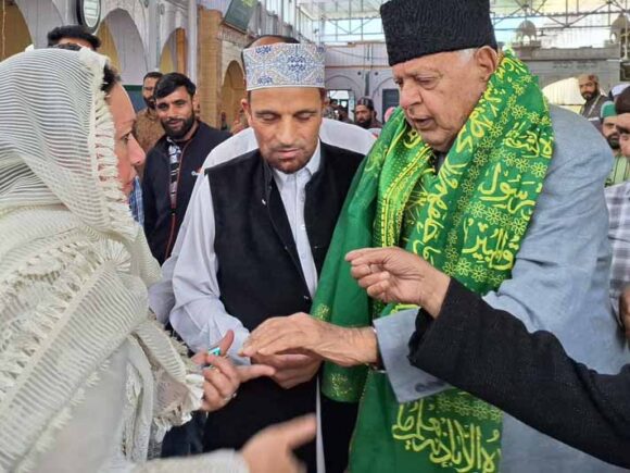 JKNC President Dr. Farooq Abdullah today visited the holy and historical shrine