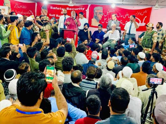 Omar Abdullah addresses party workers in Ganderbal 