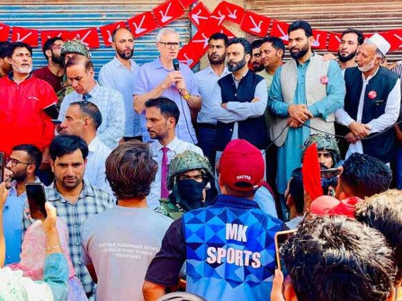 JKNC VP Omar Abdullah along with JKNC Senior leader Aga Ruhulla Mehdi in Budgam today!