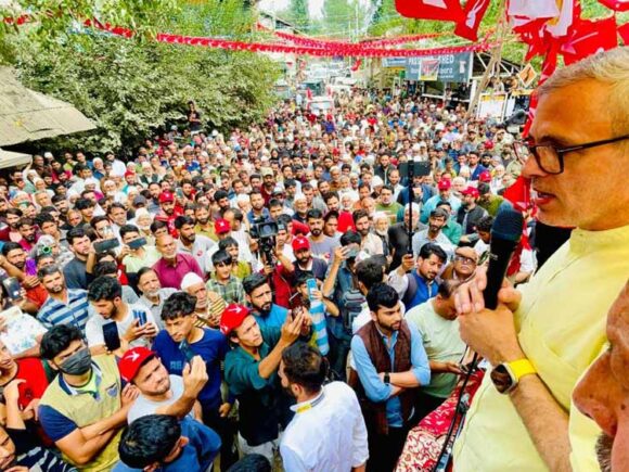 Omar Abdullah addresses series of election rallies in Budgam 